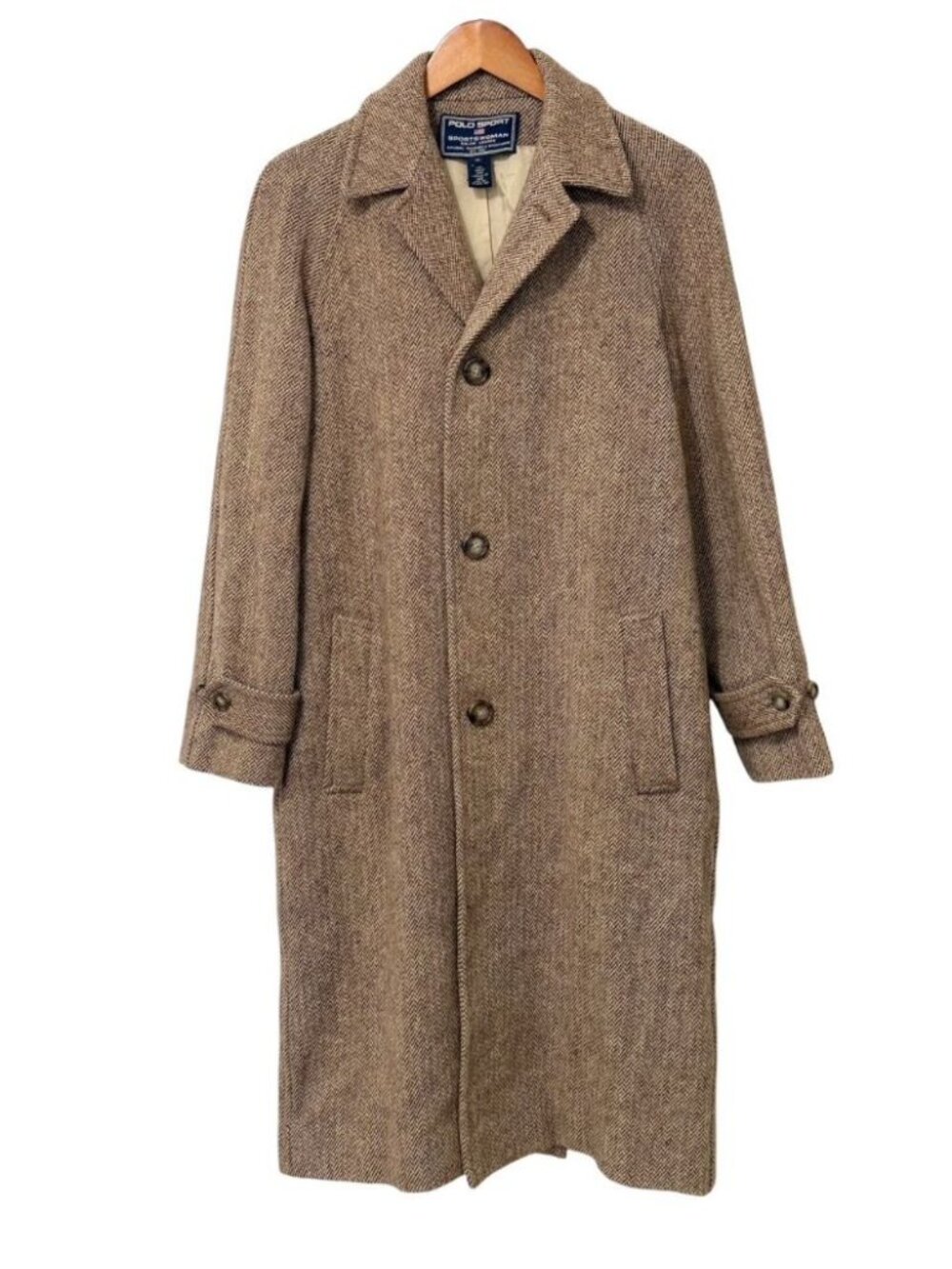 Polo Sport Ralph Lauren Sportswoman Vintage 90s Tweed Wool Herringbone Overcoat - Picture 2 of 16